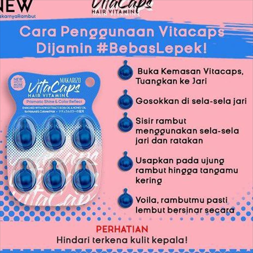 Makarizo Vitacaps Hair Vitamin - Vitamin Rambut Kapsul 6x1mL untuk rambut kering rusak