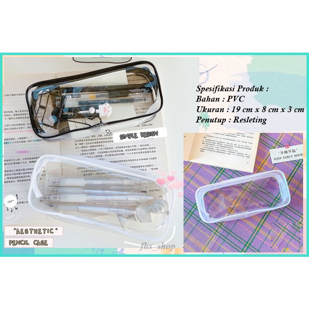 

Tempat Pensil Transparant Tempat Pensil Aesthetic Simple Black White Pencil Case 20 cm x 8 cm