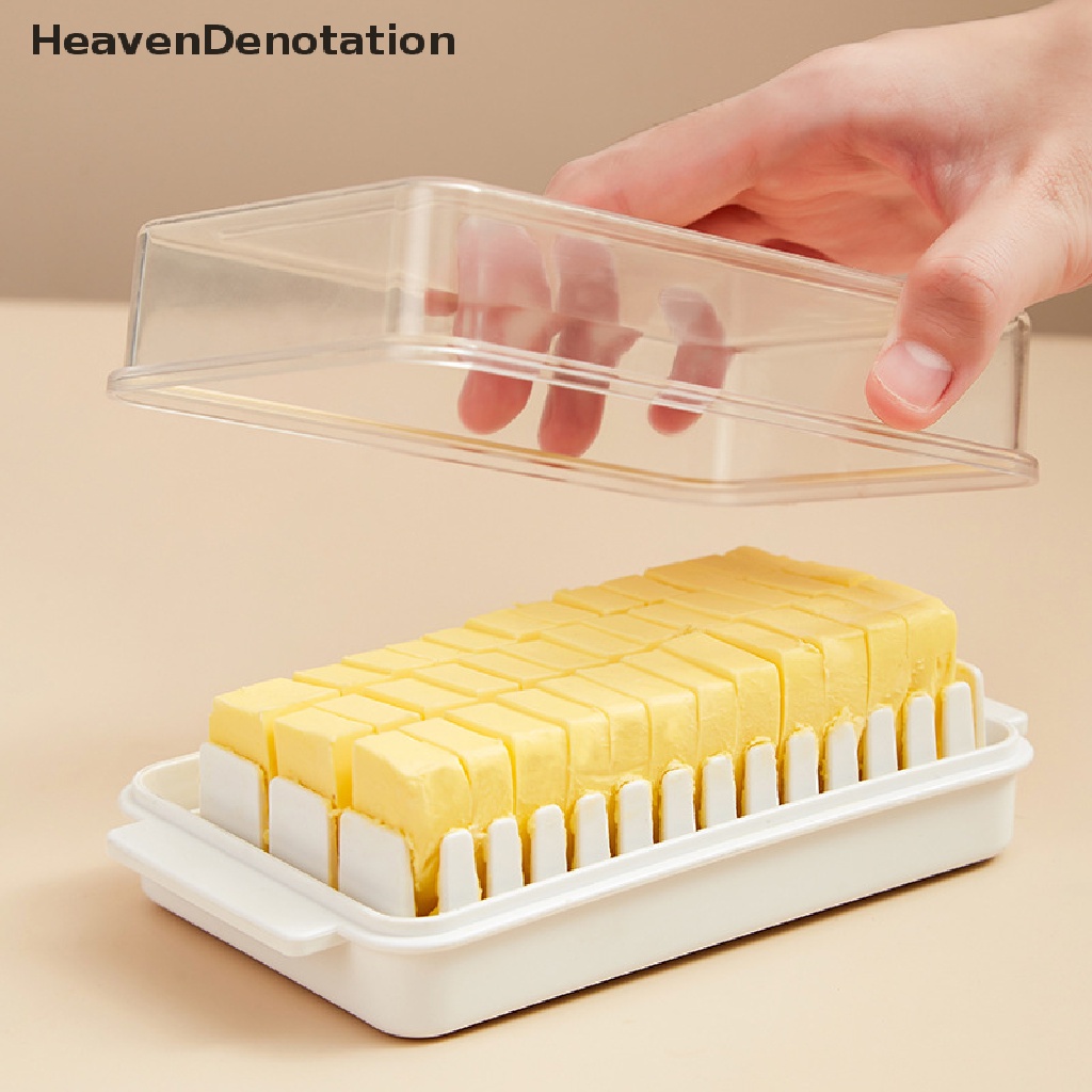 [HeavenDenotation] Butter Cutg Box Butter Cutter Kulkas Crisper Storage Box Sealed Kotak Mentega Kotak Penyimpanan Container HDV