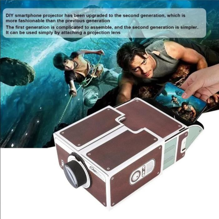 Proyektor Smartphone Pembesar Layar HP Phone Projector 2.0 3D DIY