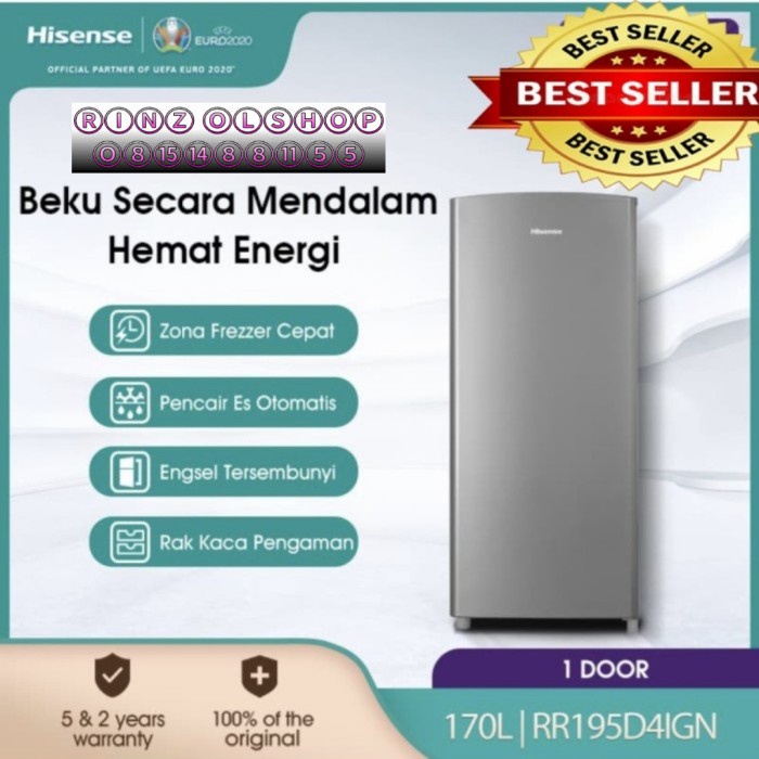 KULKAS HISENSE RR195D4IGN 1 PINTU 170L RR 195 D4IGN