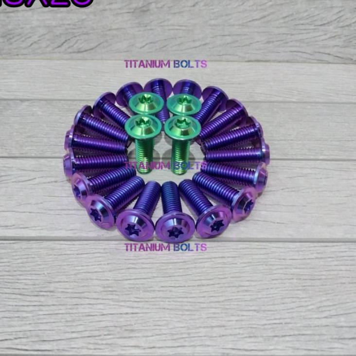 Kejutan Populer Baut Piringan Disc Titanium Bolts GR5 Payung M8X25 Baut Piringan Cakram Titanium Ori
