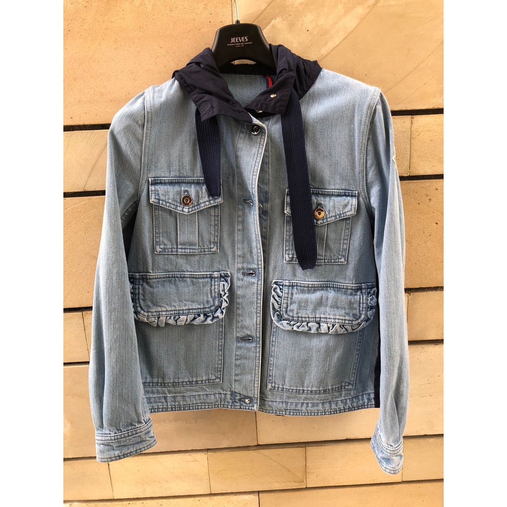 PRELOVED Moncler Resinite Button Front Denim & Nylon Jacket