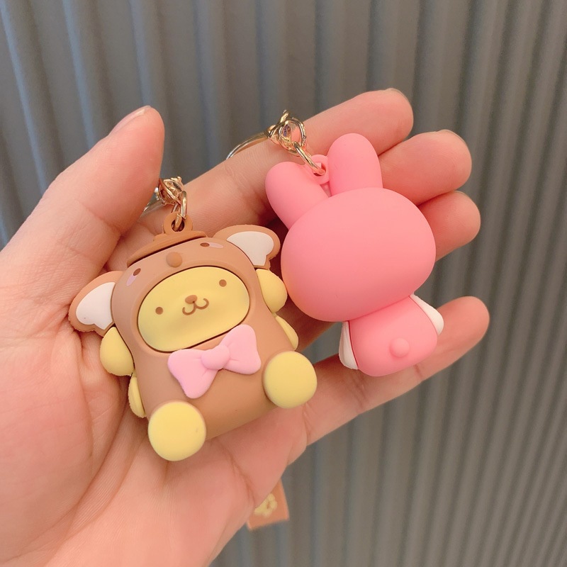 Kawaii Anime Sanrioed My Melody Kuromi Hello kt Lucu Kartun Pasangan Tas Gantungan Kunci Liontin Indah Tas Sekolah Key Buckle Hadiah Kecil