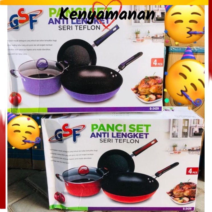 COD 2.6 KG PANCI SET TEFLON SERIES G-2429 GSF 4IN1 ANTI LENGKET TEPLON