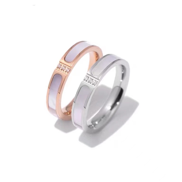 Cincin Berlian Mutiara Putih Rose Gold 18K Anti Alergi Untuk Pasangan