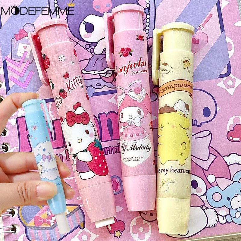 10.5cm Kartun Lucu Eraser Mymelody Kuromi Stationery Menyajikan Alat Kantor Sekolah Penghapus Kreatif Sanrio Menekan Penghapus