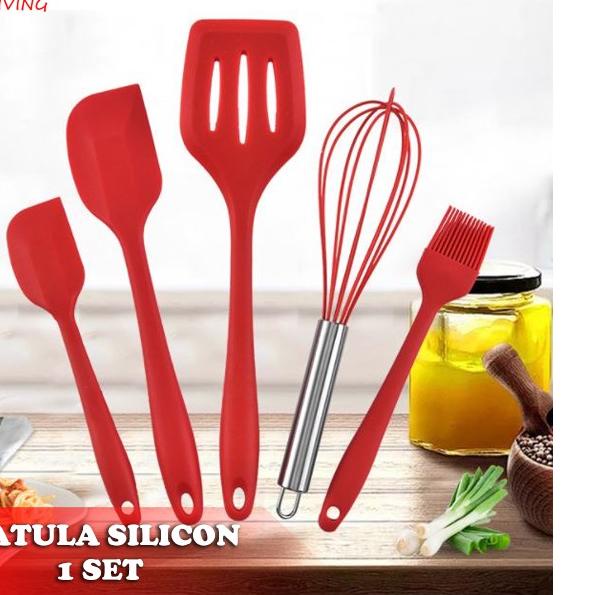 ← TopLiving Spatula Set Silicone Utensil Set Alat Masak Set Sutil Spatula Silikon 5pcs ➽