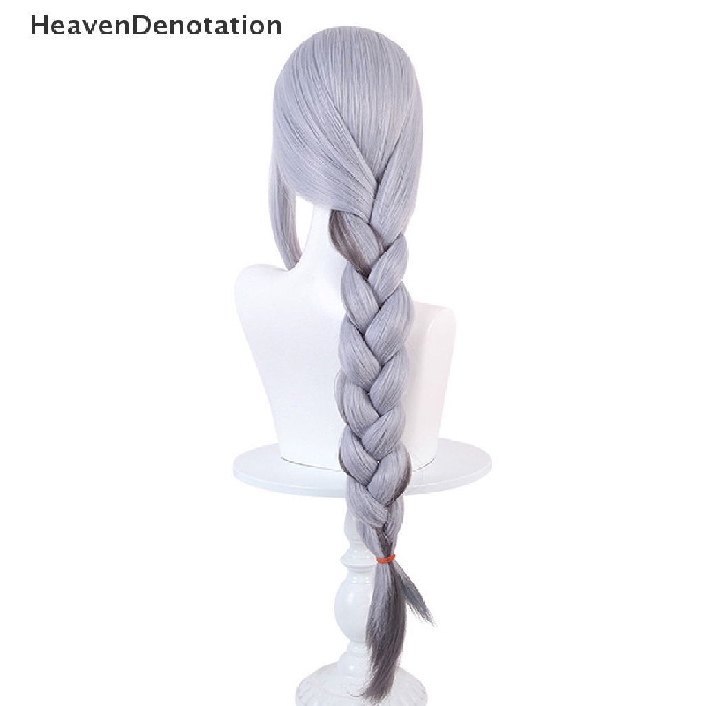 [HeavenDenotation] Game Genshin Impact Shenhe Cosplay Wig Warna Biru Putih Kepang Panjang Rambut 80cm HDV