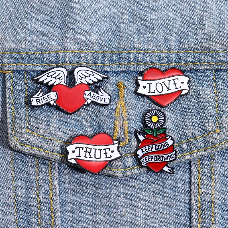 Cinta Sejati Enamel Pin Merah Bentuk Hati Tetap Tumbuh Bros Kerah Lencana Pakaian Perhiasan Hadiah Untuk Teman Kekasih