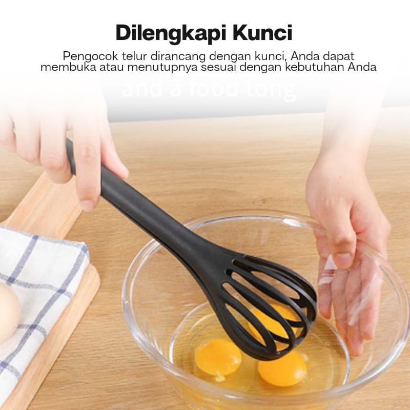 Pengocok Penjepit Telur Adonan Kue 3 in 1 / Spatula  Serbaguna / Egg Whisk