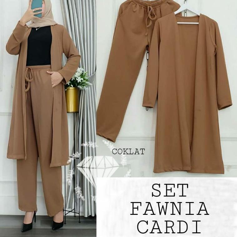 PALING LARIS Set Fawnia Cardigan / remaja/muslima/bisa digunakan bumil dan busui