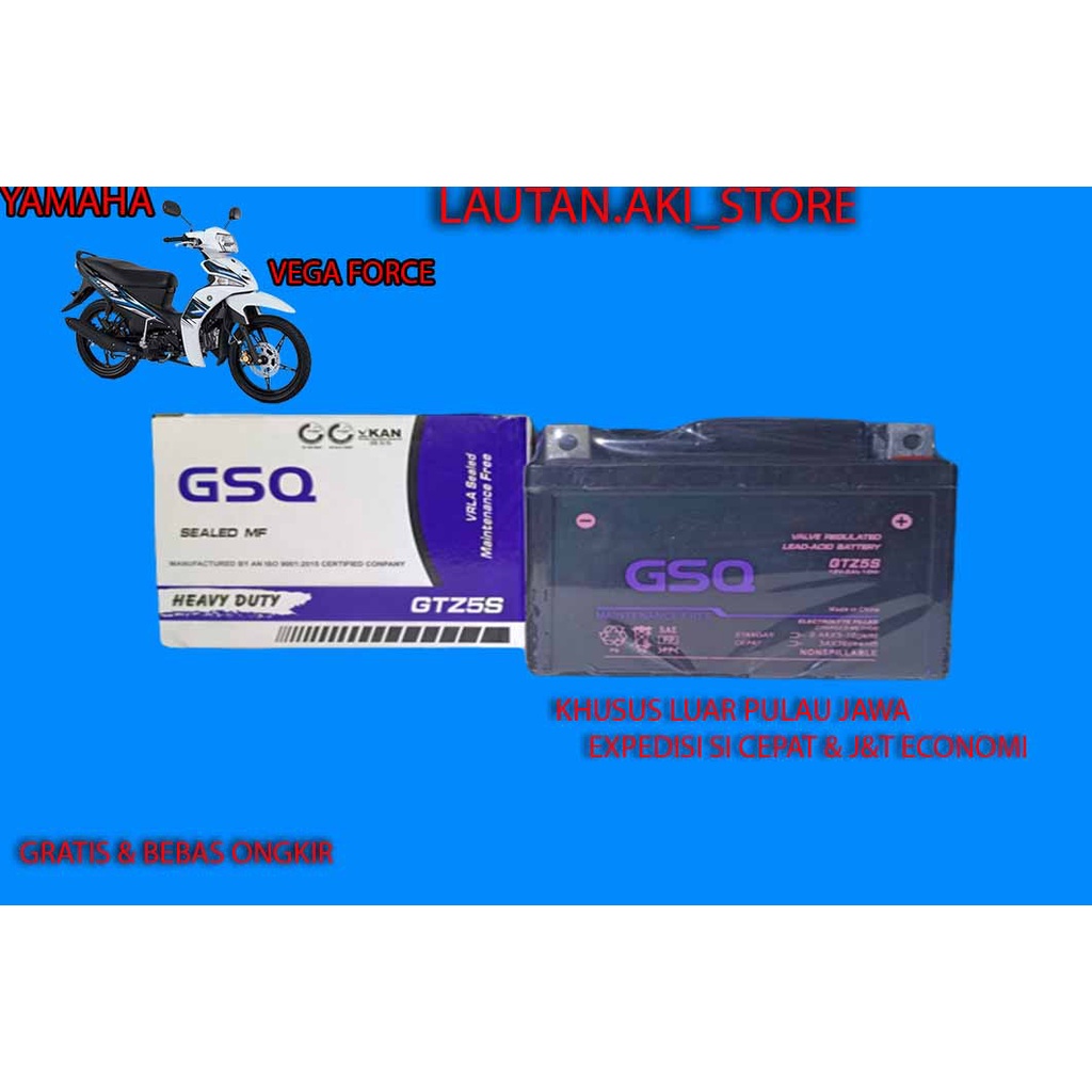 Aki Motor Yamaha VEGA FORCE GSQ GTZ5 Accu Kering MF