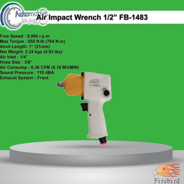 Firebird FB-1483 Air Impact 1/2 Inch 764Nm - Alat Pembuka Baut Roda firebird dt