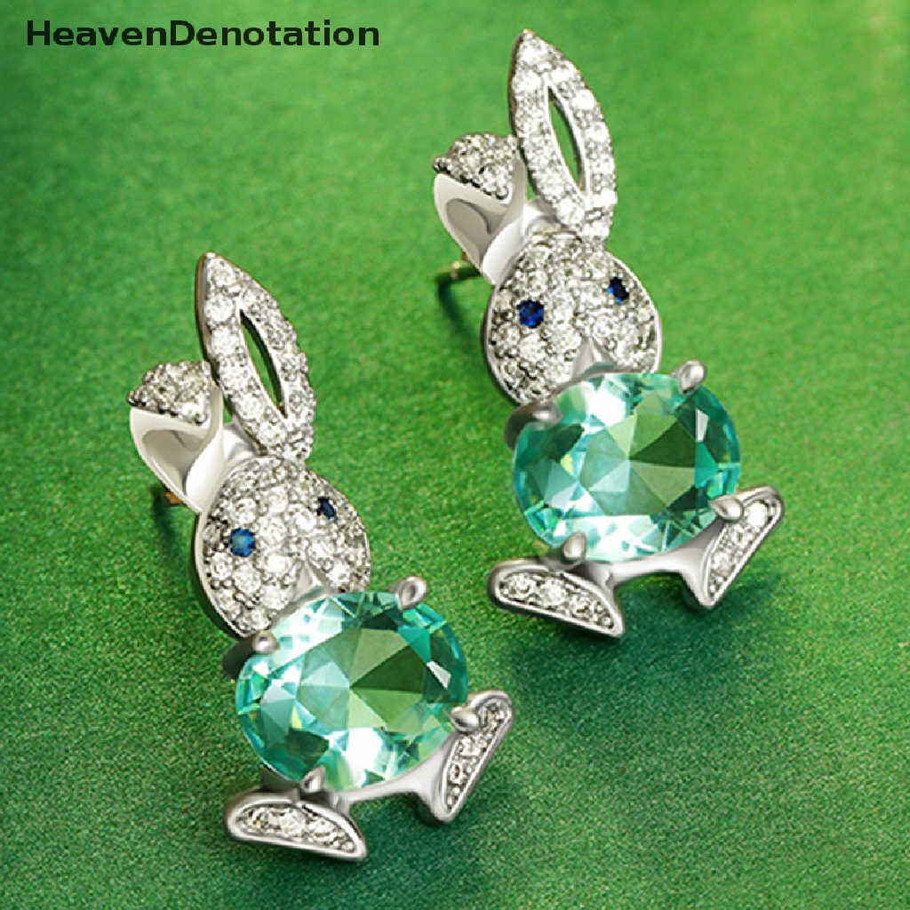 [HeavenDenotation] Anting Tusuk Kelinci Lucu Manis Fashion Kristal Menetes Minyak Anting Mini HDV