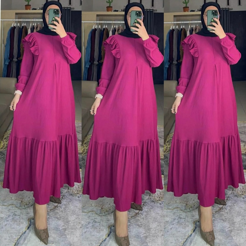 (MGA) GAMIS ARSYAKA REMPEL BUSUI DRESS WANITA CRINCLE AIRFLOW