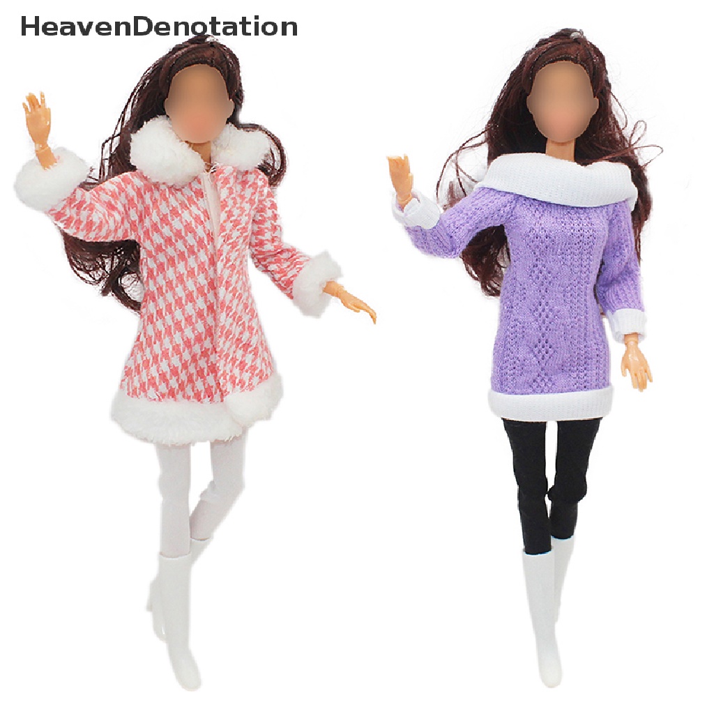 [HeavenDenotation] 1set 30cm Gaun Boneka Winter Dress Set Boneka Dressing Boneka Hadiah1:6 Gaun Boneka HDV