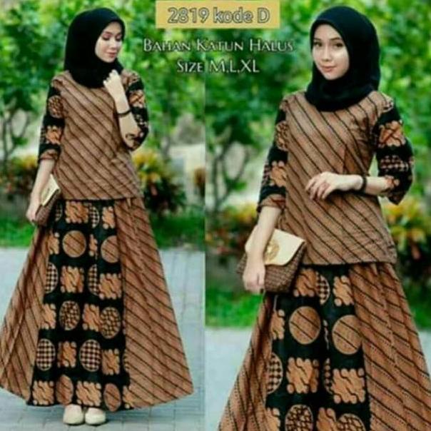 Booming SETELAN ROK DAN BLUS | BLUS LAWASAN COKLAT TERMURAH ATASAN BATIK WANITA BAJU KERJA KANTOR SO