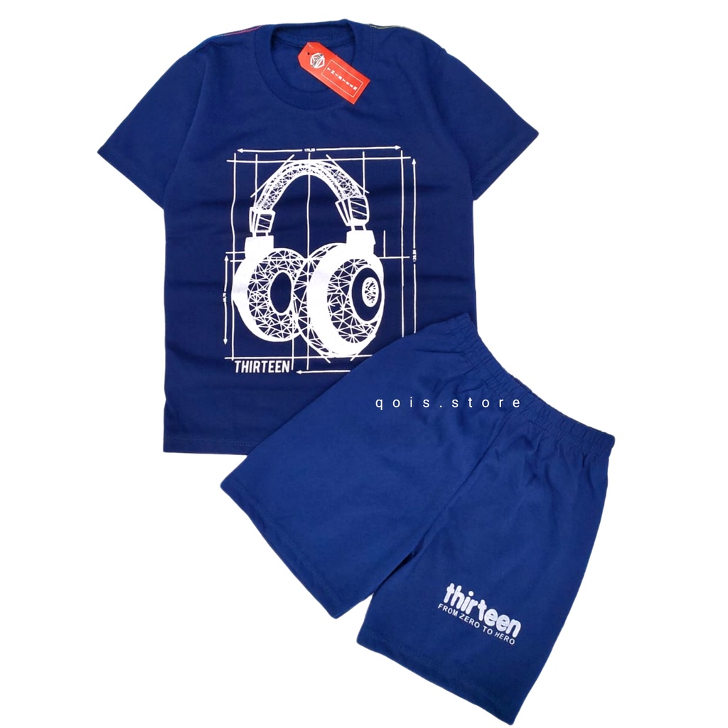 Setelan Anak Distro Thirteen 1-10 Tahun, Navy earphone