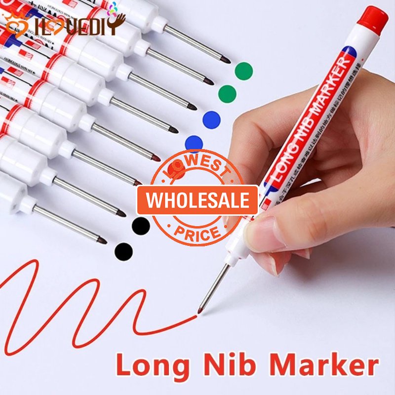 [Harga Grosir] [Unggulan] 20 /21/32mm Long Head Marker Pen Pemanjang Pen Penanda Kepala Cepat Kering Ubin Tahan Air Penanda Minyak Deep Hole Marker Pens Carpenters Marking Tool