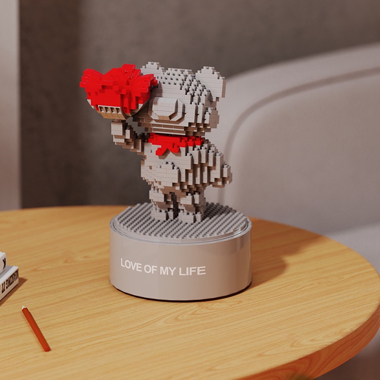 Nano Block Kotak Musik Flower Beruang Balok DIY Bear Mainan Balok Susun Hadiah Hari Valentine