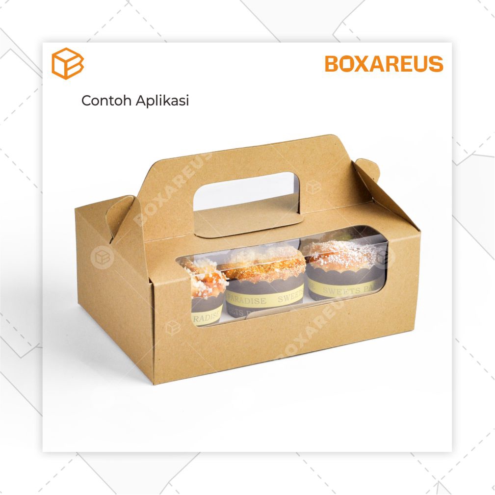 Dus Kue, Box Kue, Cake Box, Cup Cake Box | 40422 Brown DENGAN INSERT (10pc)