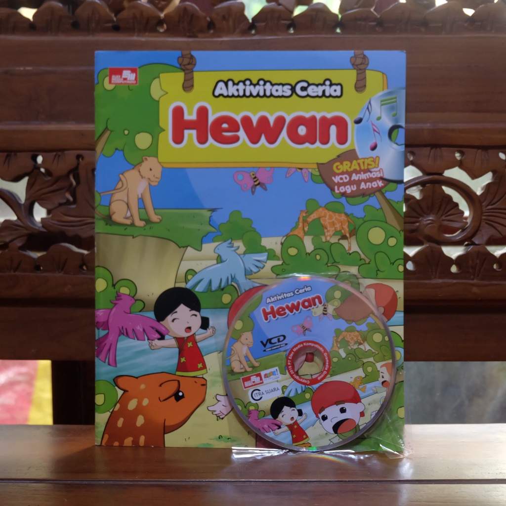 AKTIVITAS CERIA HEWAN - Buku Aktivitas Anak Coloring, Bernyanyi, Angka. Gratis VCD Animasi Lagu Anak
