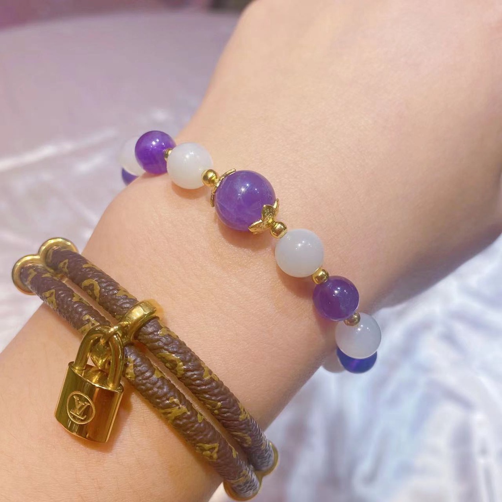 Gelang Kristal Energi Positif Natural Amethyst Moonlight Untuk Wanita