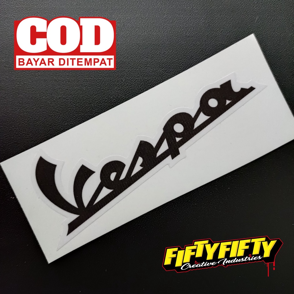 Stiker Print Cut VESPA Stiker Printing Laminasi Glossy Stiker Motor Mobil Helm Sudah Membentuk Pola Desain