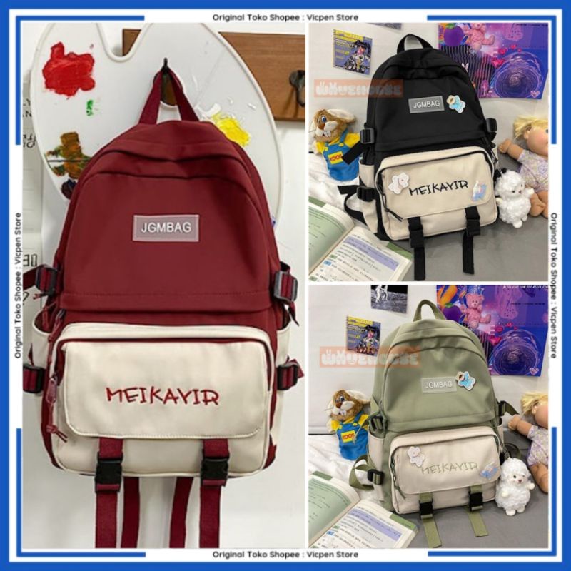 Tas Ransel Backpack Wanita Canvas Fashion Laptop Casual Sakolah