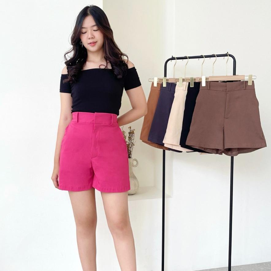 1232 CELANA HOTPANTS PENDEK WANITA COTTON TWILL  / CELANA PENDEK HIGHWAIST