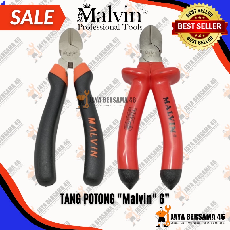 TANG POTONG MALVIN 6&quot; / TANG POTONG KUPAS KABEL KAWAT / DIAGONAL CUTTING PLIER / TANG LISTRIK KARET JUMBO / TANG POTONG UKURAN KECIL MINI 6 INCHI INCH HIGH QUALITY