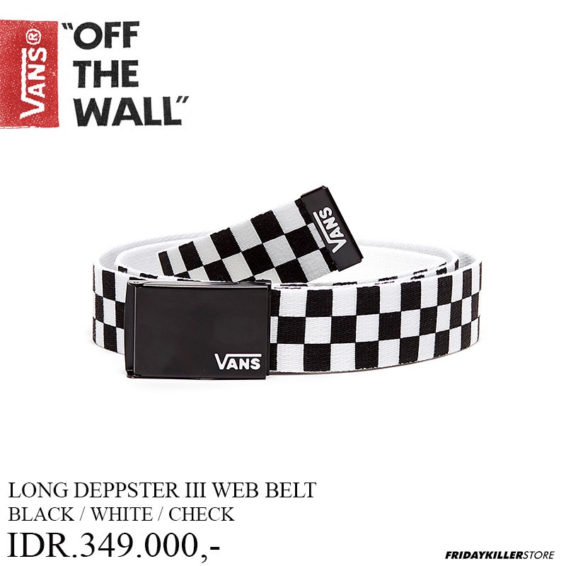 IKAT PINGGANG VANS OFF THE WALL | LONGDEPPSTER 3 WEB BELT CHECK BLACK WHITE