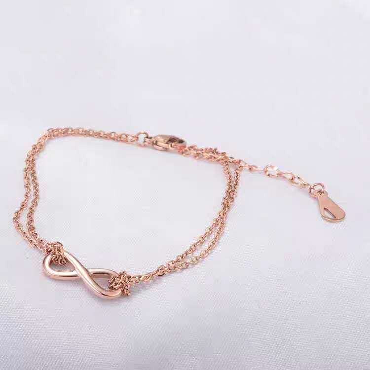 Gelang Kaki Bahan Titanium Steel 18k Warna Rose Gold Tahan Air Tidak Pudar Gaya Korea Eropa Amerika