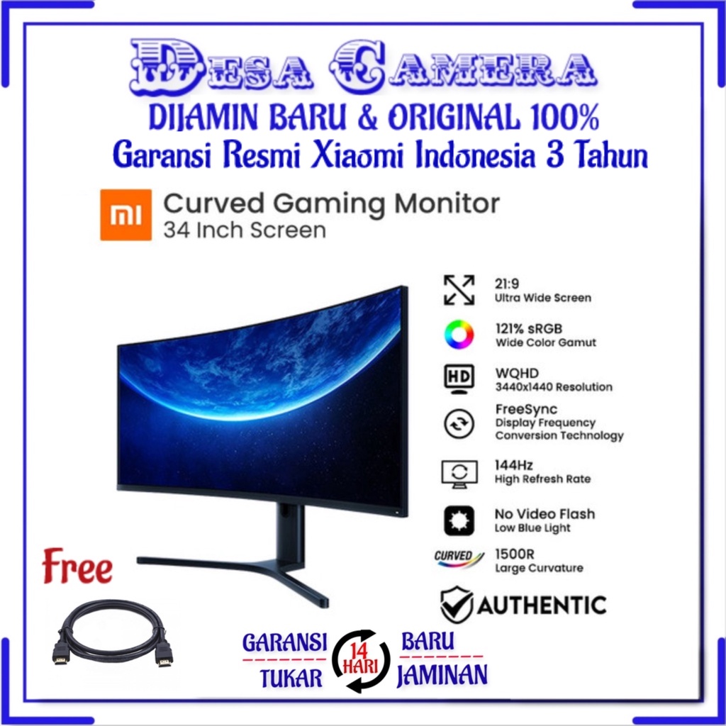 Xiaomi Mi Monitor Gaming CURVED 34 Inch 144Hz Garansi Resmi