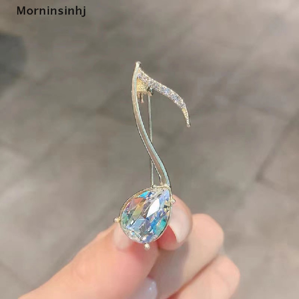 Mornin Bros Bentuk Nota Musik Sederhana Untuk Wanita Kristal Brooch Pin Fashion Perhiasan Konser Musisi Lapel Pin Hadiah id