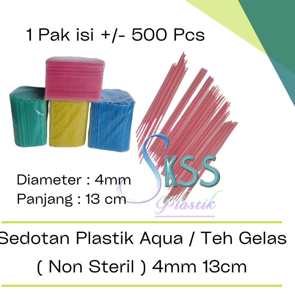 Best Terlaris.. Sedotan Plastik 4mm Kecil Panjang 13cm l Sedotan Aqua Teh Gelas Warna Warni TJR
