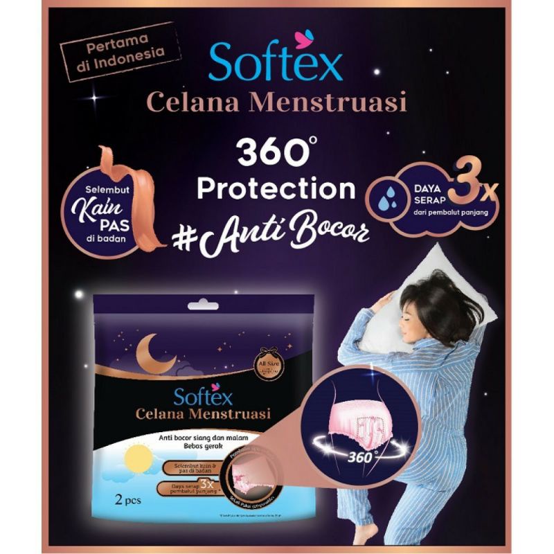 Softex CELANA MENSTRUASI isi 2 EXTRA SIZE | Pembalut Panjang Tipe Celana | 36cm SOFTEX MENSTRUASI isi 2