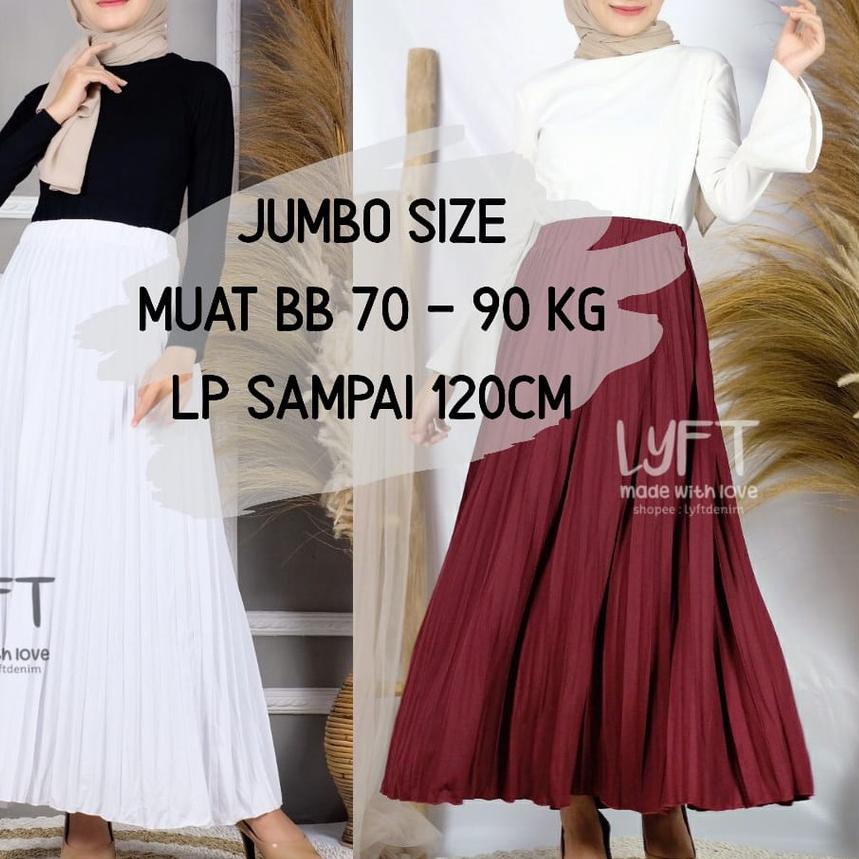 ☇ [PREMIUM PLISKET JUMBO] Rok Plisket JUMBO SIZE MAYUNG Premium Quality /Rok Rempel Panjang / Rok hi