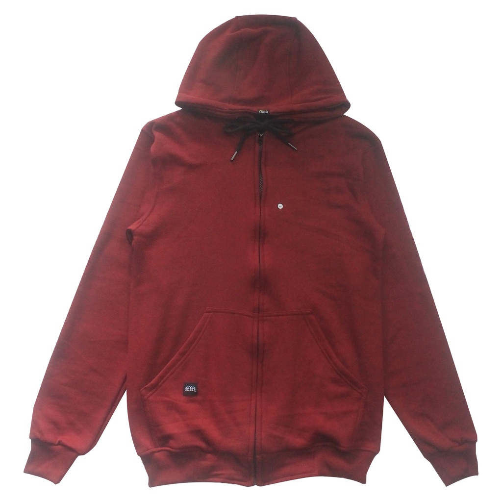 Metamorfosis Clothing - Zipper Hoodie Polos Maroon Cotton Fleece / Jaket Merah Gelap / Simpel / Bran