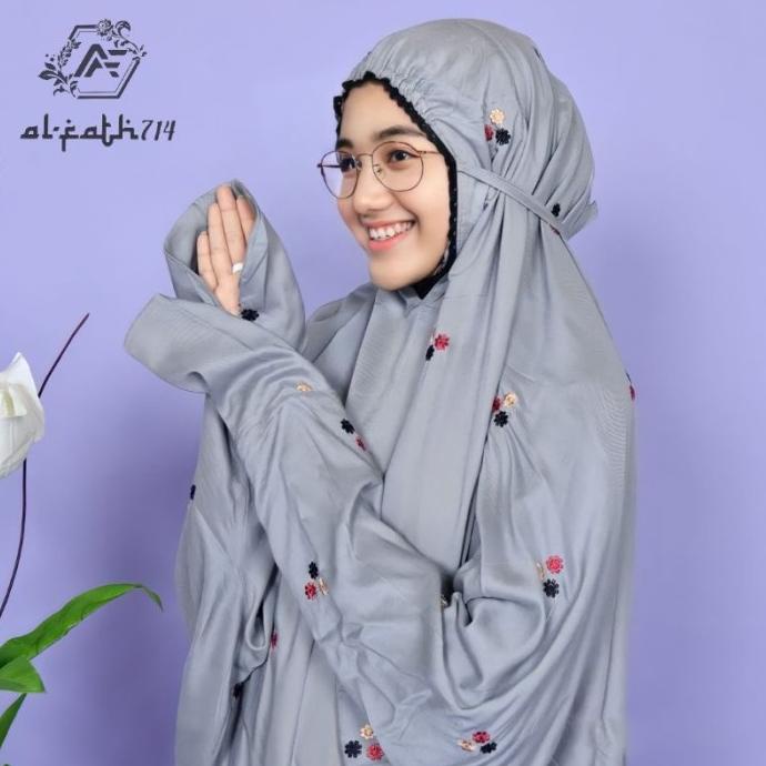 Mukena Terusan Dewasa Bordir Bunga Melati Mukenah Lajuran Mukena Rayon