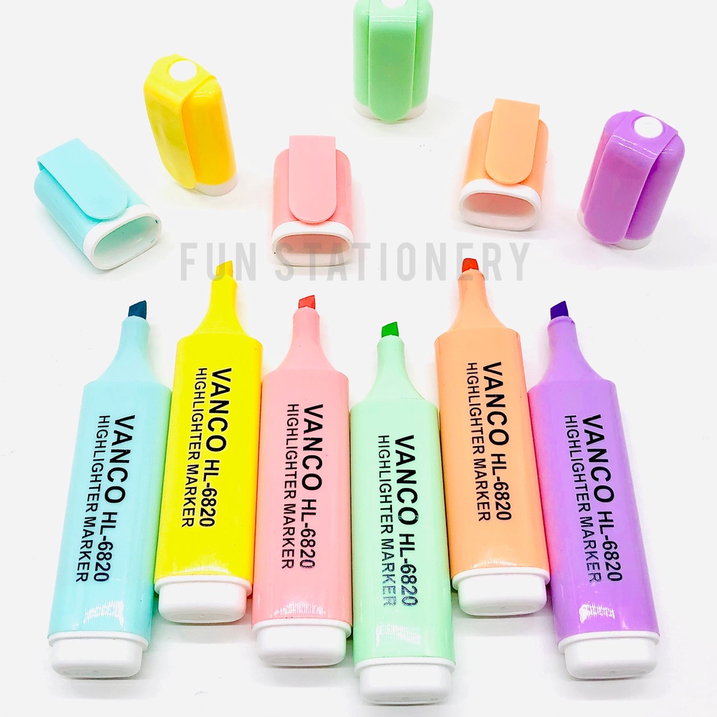 (6 PCS) STABILO PASTEL VANCO HL - 6820 + POUCH / HIGHLIGHTER PEN