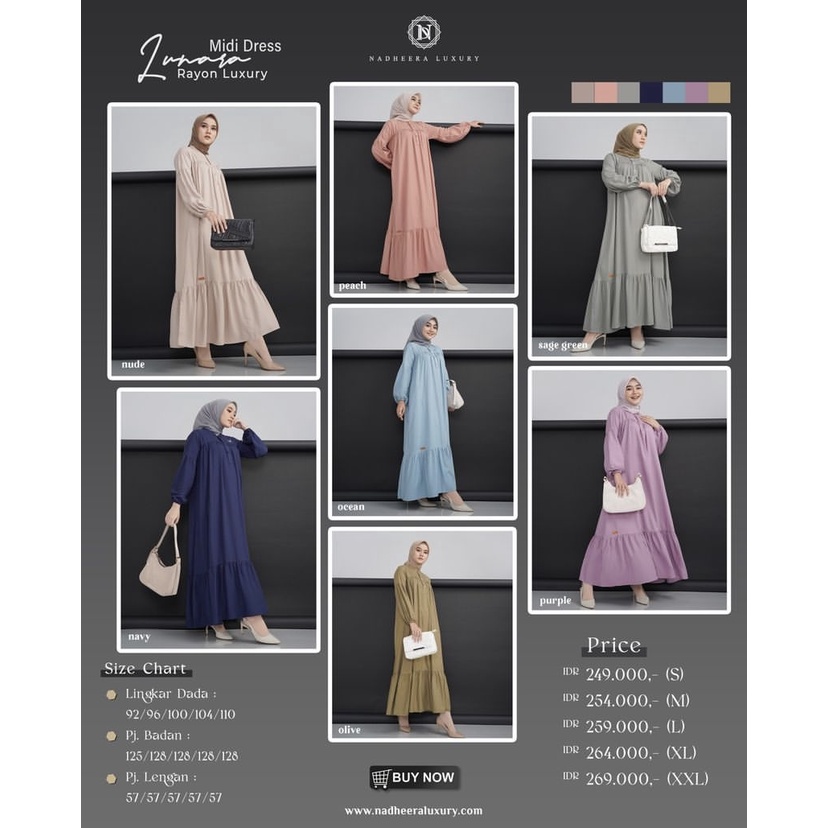 Lunara Midi Dress by Nadheera Luxury