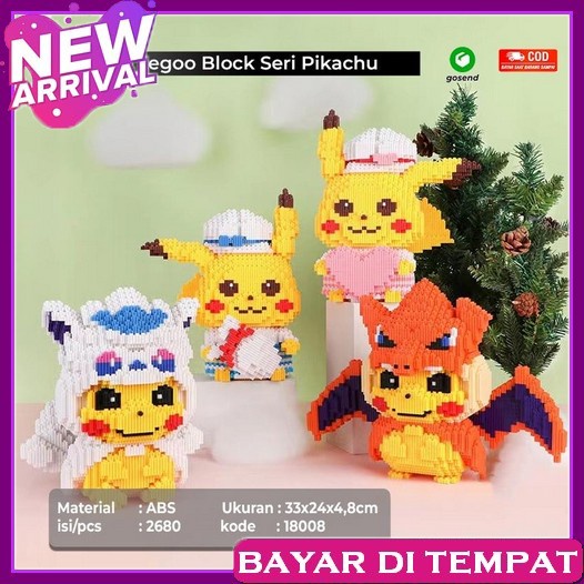 Nano Block Edukasi Anak Mainan Lego Tk Paud Balok Susun Smy  Nano Block Seri Pikachu 18005 - 08 Bric