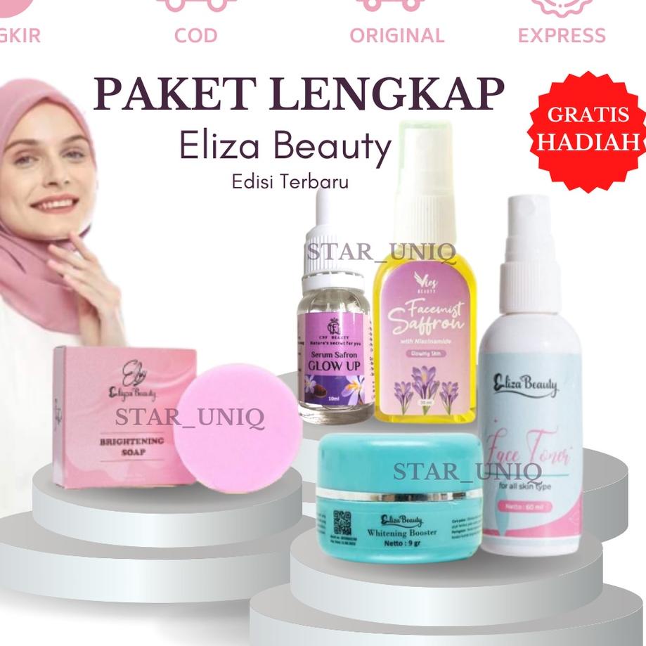 ★ [COD] Paket Lengkap Eliza Beauty Cream Toner Eliza Beauty OrI Serum Saffron & Sabun Eliza Beauty ➬