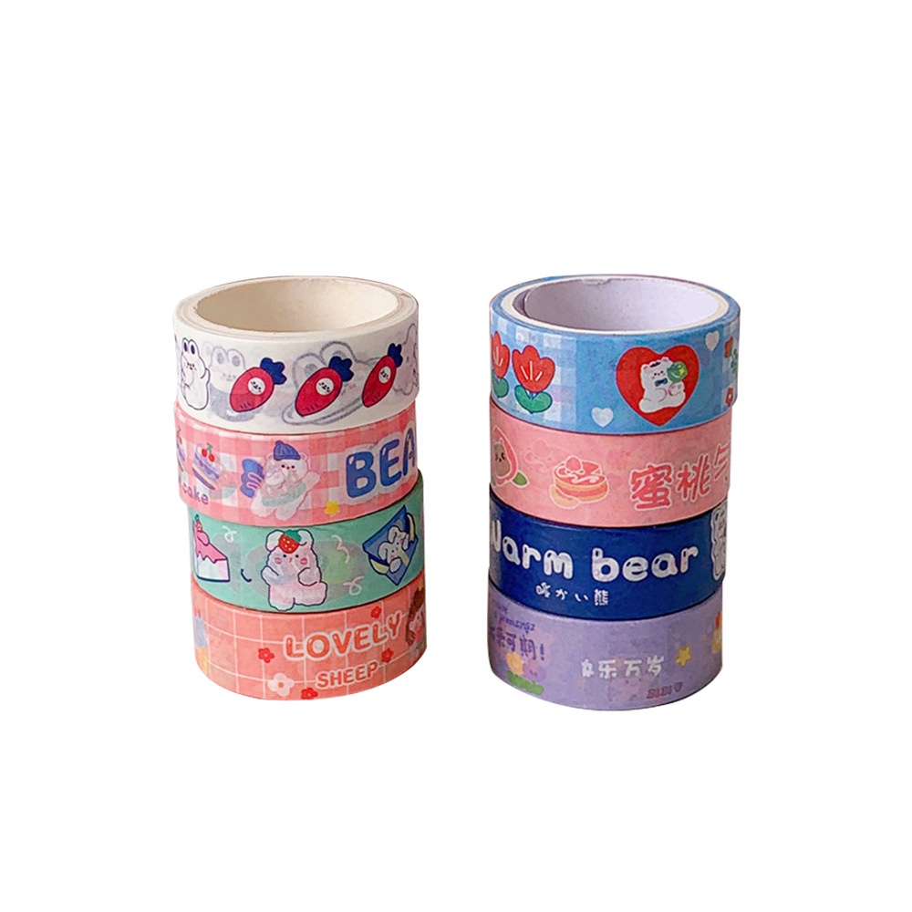 Kawaii Kartun Beruang Kertas Tape/Gadis Lucu Hati DIY Tangan Dekorasi Aksen Stiker Warna