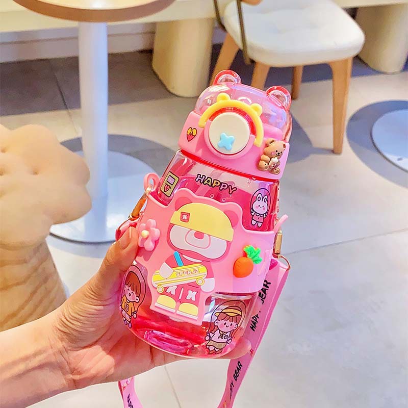BOTOL MINUM ANAK / BABY KAPASITAS 700ML KARAKRTER LUCU BPA FREE-BJAK LAUT PINK 1955