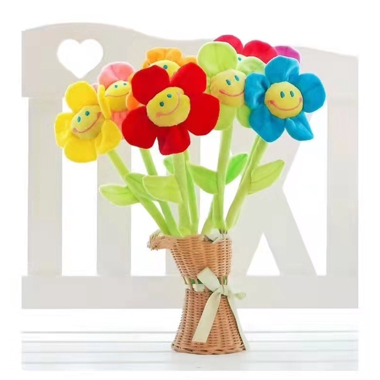 [5pcs] 90cm Simulasi Smiley Bunga Matahari Mainan Mewah Ornamen Bunga Palsu Untuk Pacar Ulang Tahun Gadis Hati Memegang Bunga Hadiah Wisuda