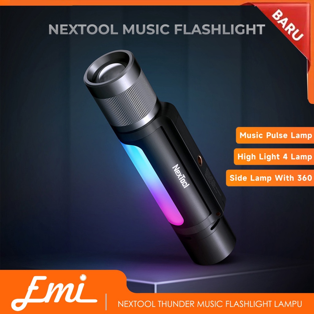 NexTool Thunder 12 in 1 Music Flashlight Lampu 4 Colors Main Lamp IPX4