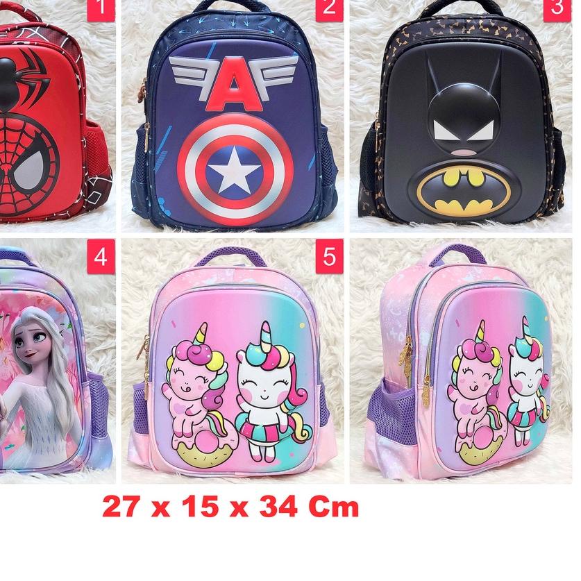 ❃ Tas Ransel Sekolah Anak TK Karakter Spiderman Frozen Unicorn HSD7013 toko-asemka ◘